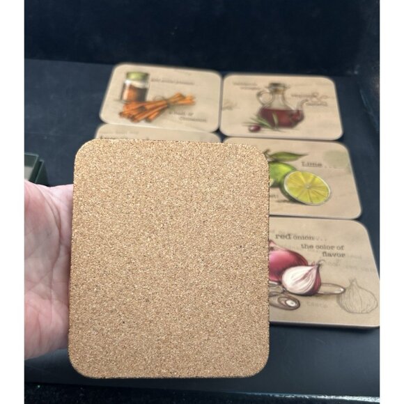 Jason 6 pc Coasters Recipe Delight Cork backed Bar Cocktail Drink Coasters Boxed - Picture 4 of 8